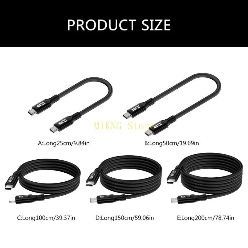 100W 타입 C 타입 C 충전 케이블, USB C 빠른 충전 와이어 라인 지원 20GBPS 데이터 동기화 랩톱 및 최고의 판매