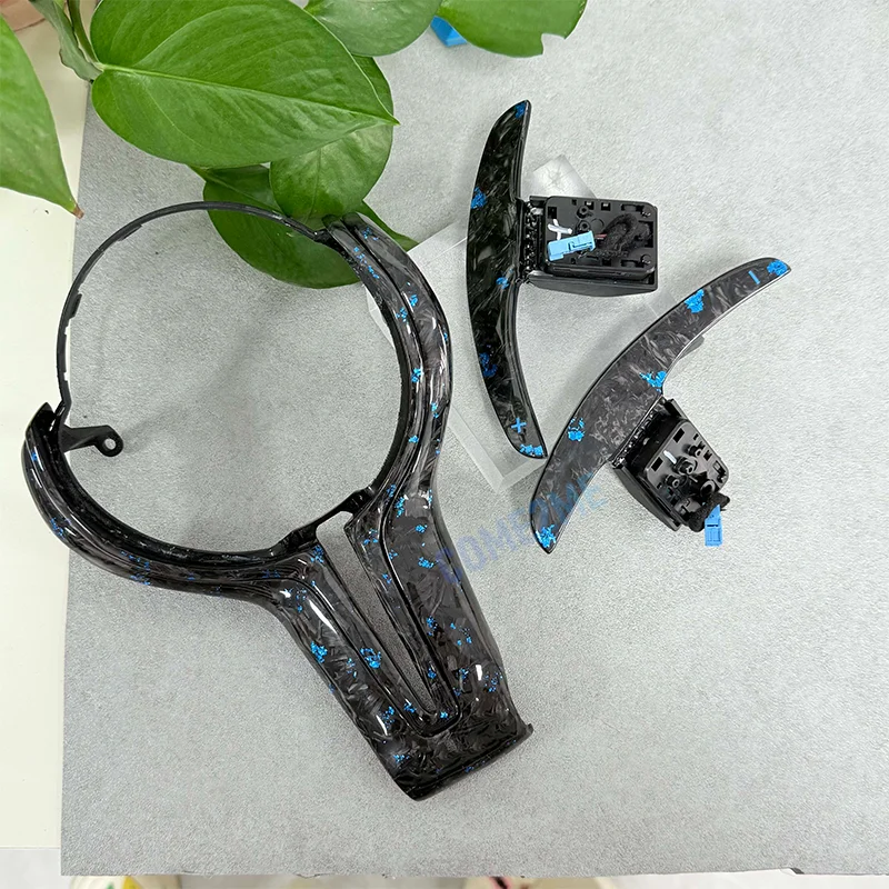 Customized blue patterned forged carbon fiber steering wheel shift paddles for BMW M5 F10 E90 E91 E92 M3 F30 F15 F16 F20 upgrade