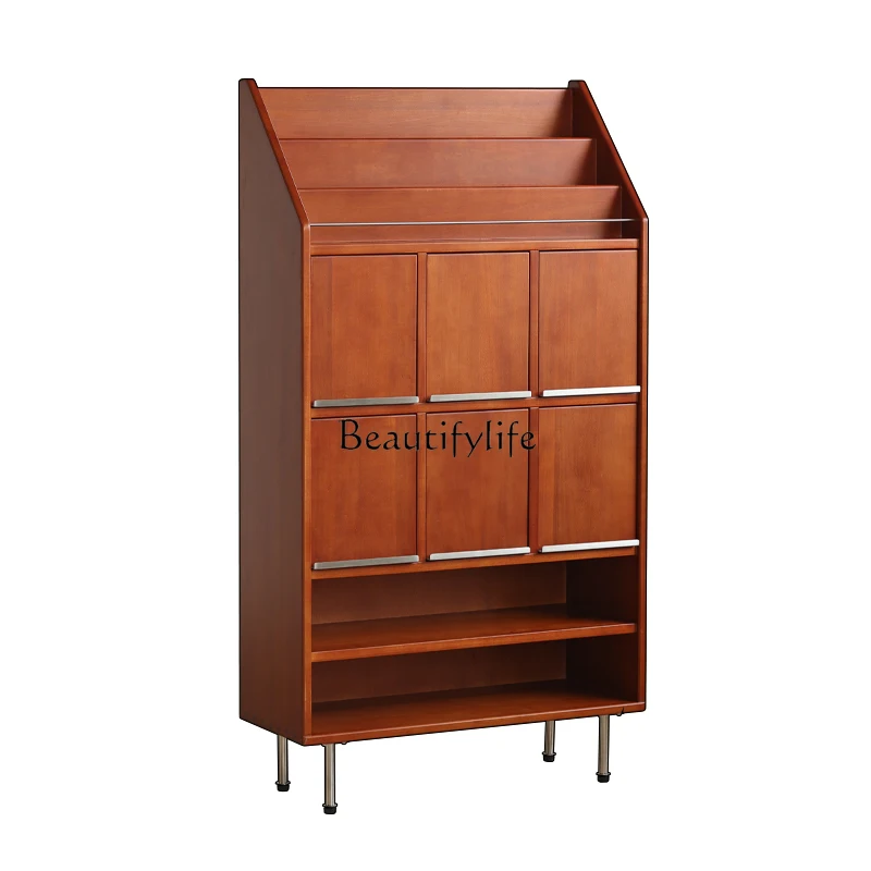 

*Nordic retro solid wood magazine cabinet simple medieval storage locker