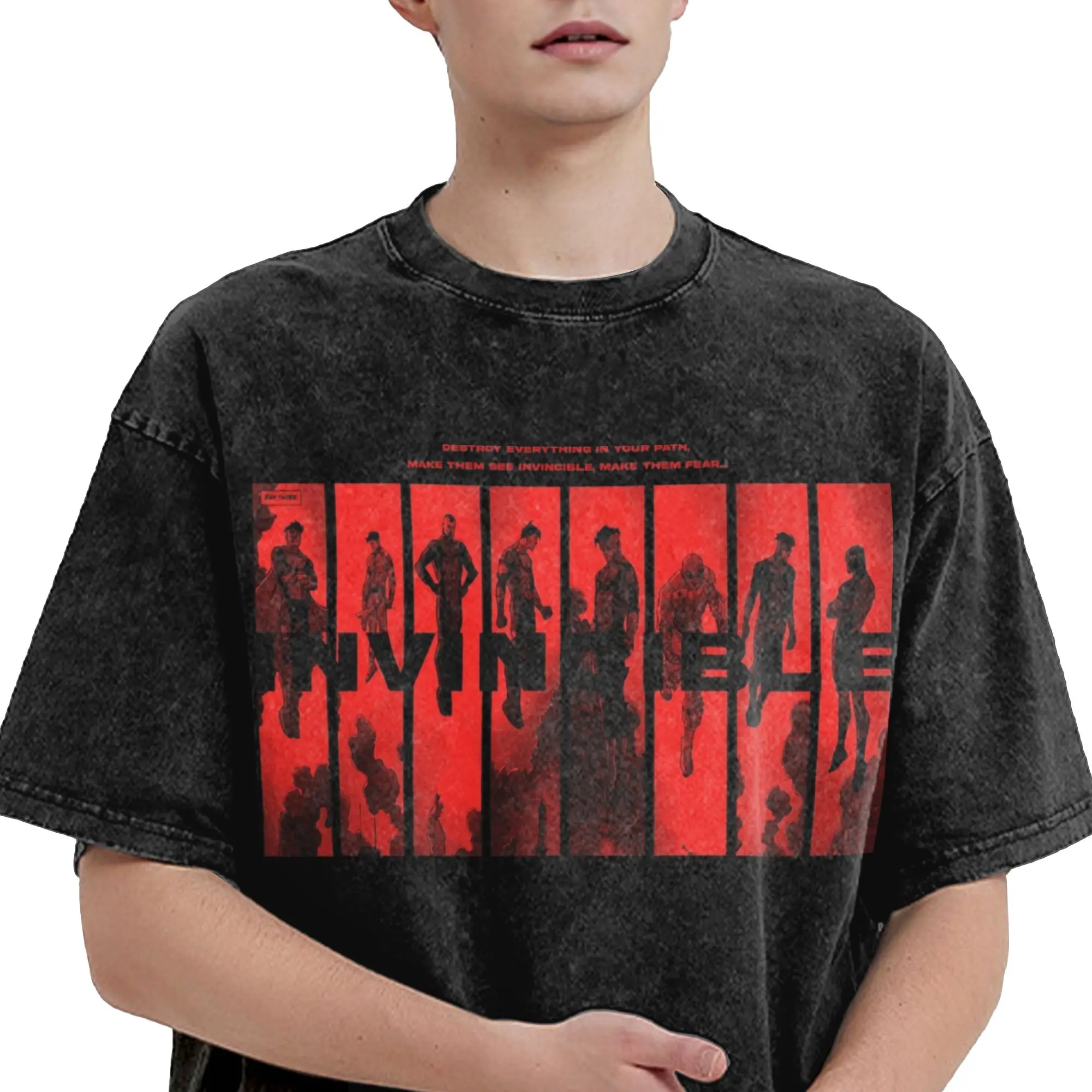 Invincibles War Viltrumite Angstrom Levy Alternate Marks Washed T Shirt Streetwear Hip Hop Vintage T-Shirt  Tees for Men Cotton