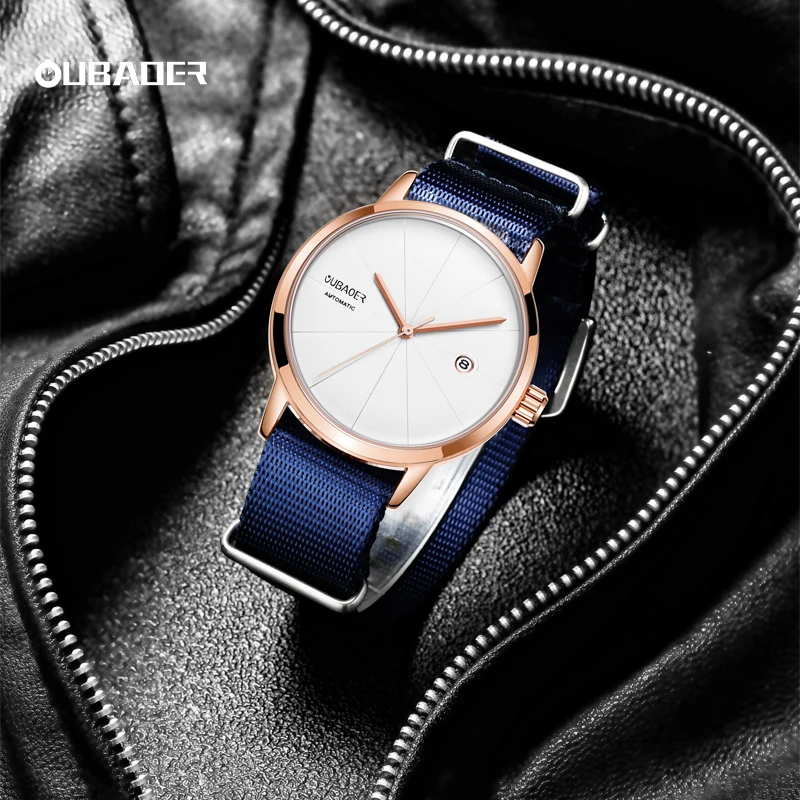 

OUBAOER мужские новые распродажи креативные нейлоновые наручные часы мужские нейлоновые ремешки автоматические механические наручные часы роскошные часы