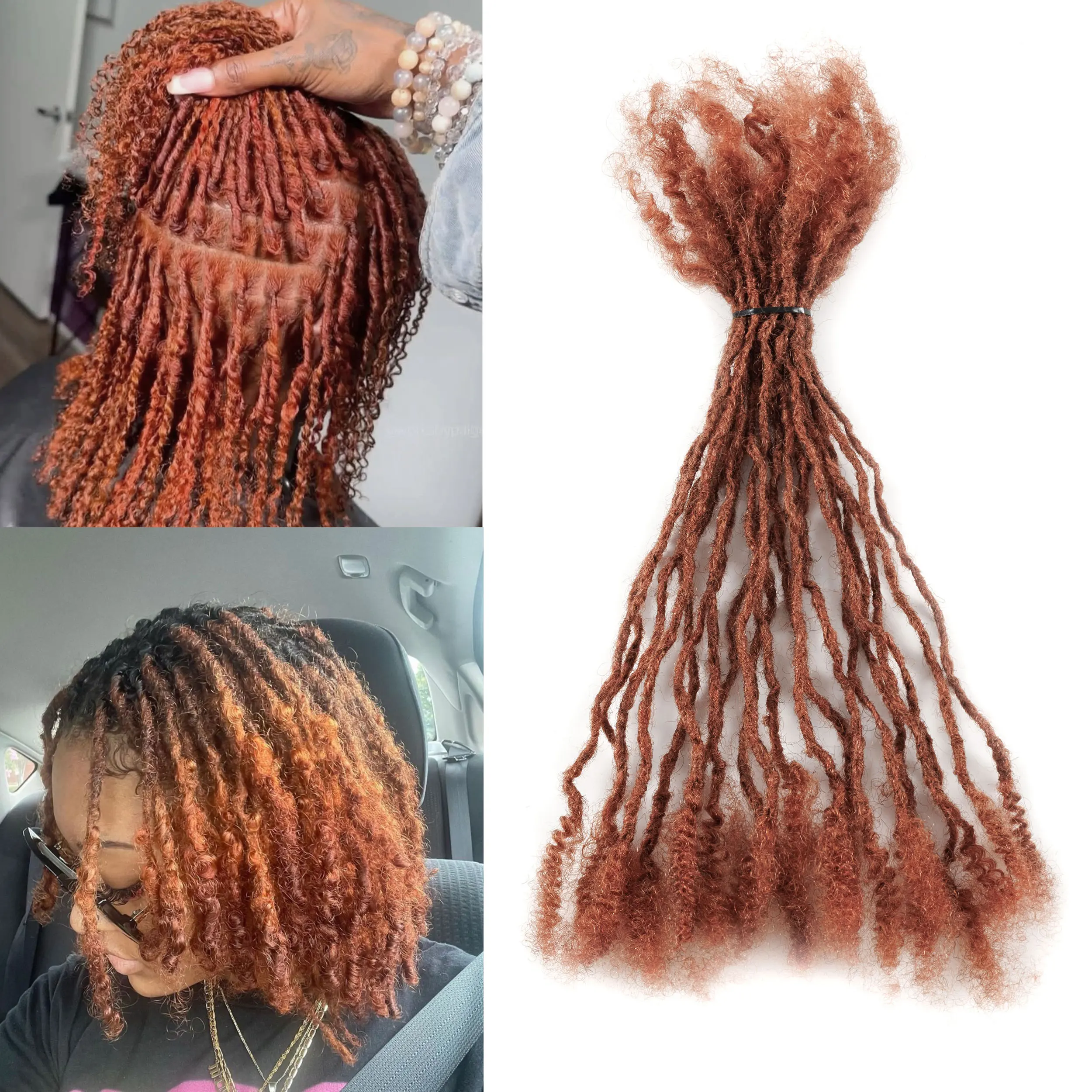 20Strs/P 100% 인모 ANNA 350&30 #   시스터 락스 익스텐션 0.3cm 4-32인치 소프트 인터록스 크로셰용