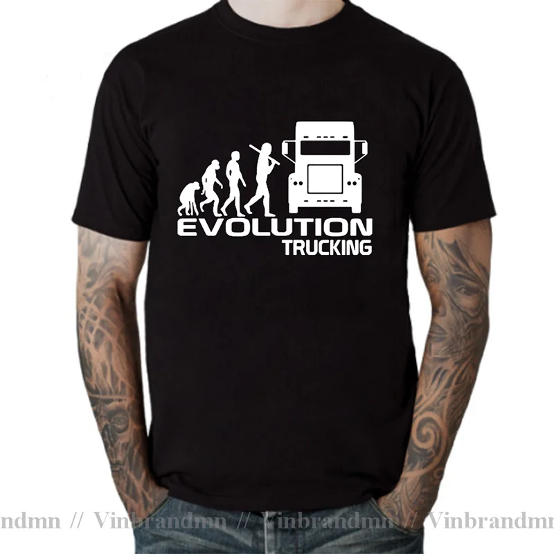 Мужская хлопковая футболка с коротким рукавом, с принтом «грузовик»