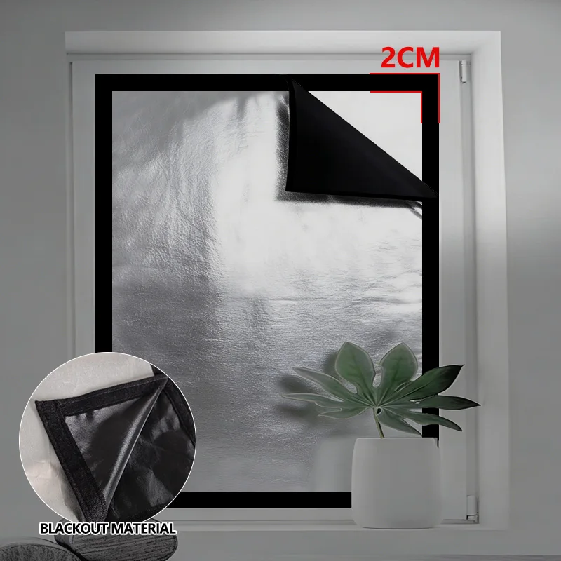 Home Bedroom Self-adhesive No-drill Full-piece Light Blocking Curtain Black Edge Detachable Washable Customizable Window