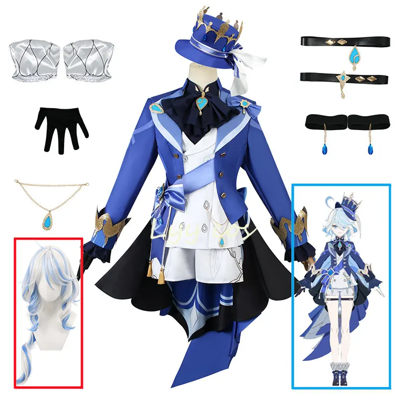 

Special Offer Focalors Cosplay Anime Impact Cosplay Costume Woman Character Fabrics Focalors Uniform Hat Cosplay Wig