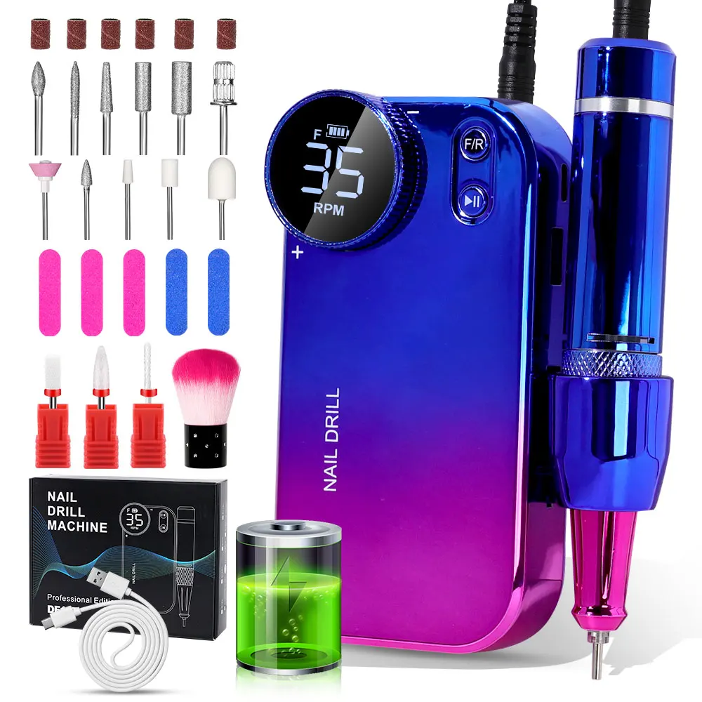 Rechargeable Nail Art Electric Nail Drill Professional Nail Grinder Set Suitable for Home Nail Salon Tools