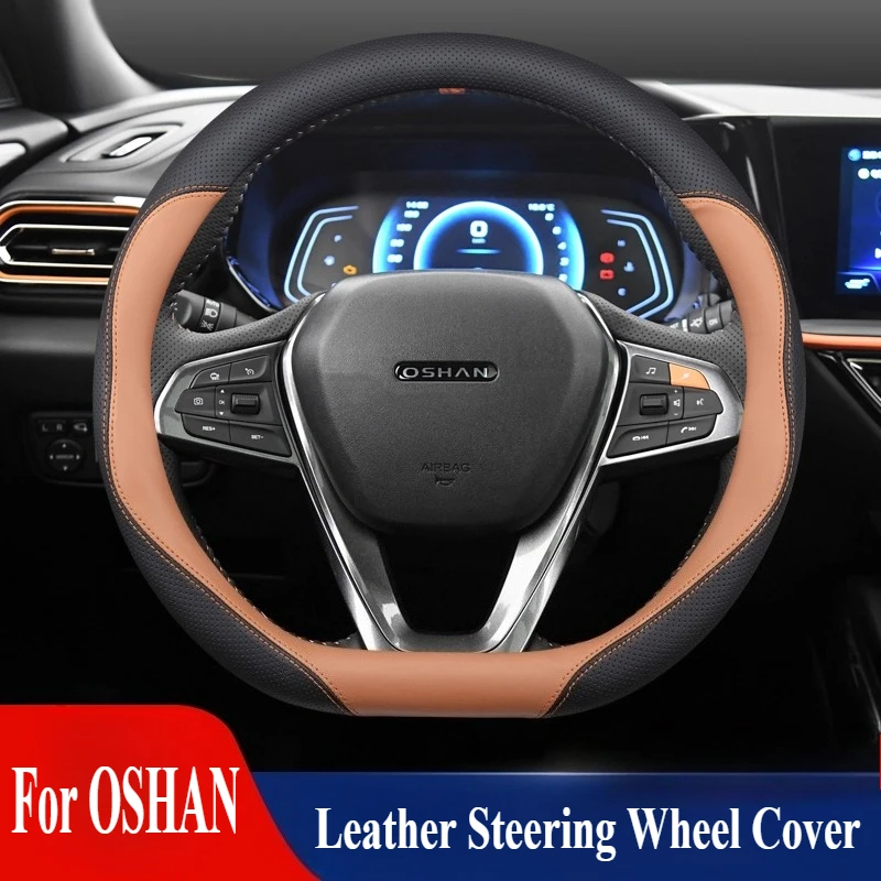 

For Changan OSHAN X5 X7 PLUS Leather Steering Wheel Cover Wrap Four Season Universal Anti Slip Breathable Car Interior Accessory