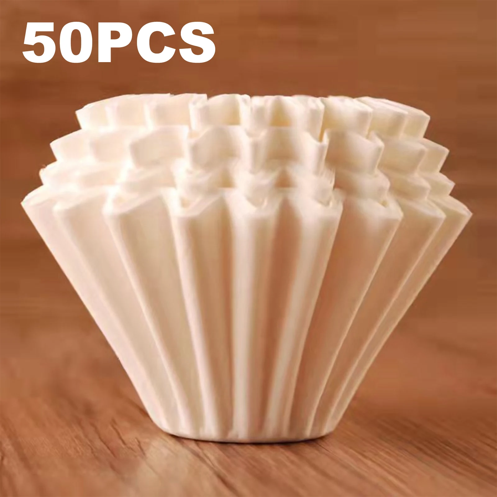 Coffee Accessories Cake Cup Hand Brewed Coffee Filter Paper 50 Pcs/Box Origami Filter Cup Corrugated Bleached Coffee Filter