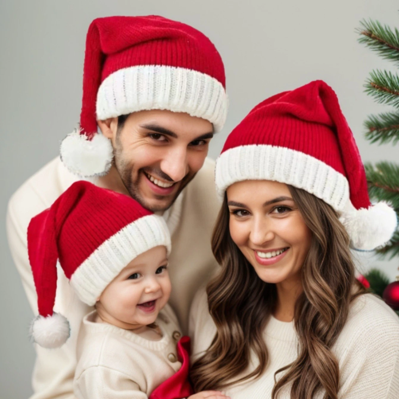 Christmas Knitted Hat Cute Pom Pom Adult Kids Soft Beanie Santa Hat New Year Party Kids Gift Navidad Noel Xmas Decoration 2026