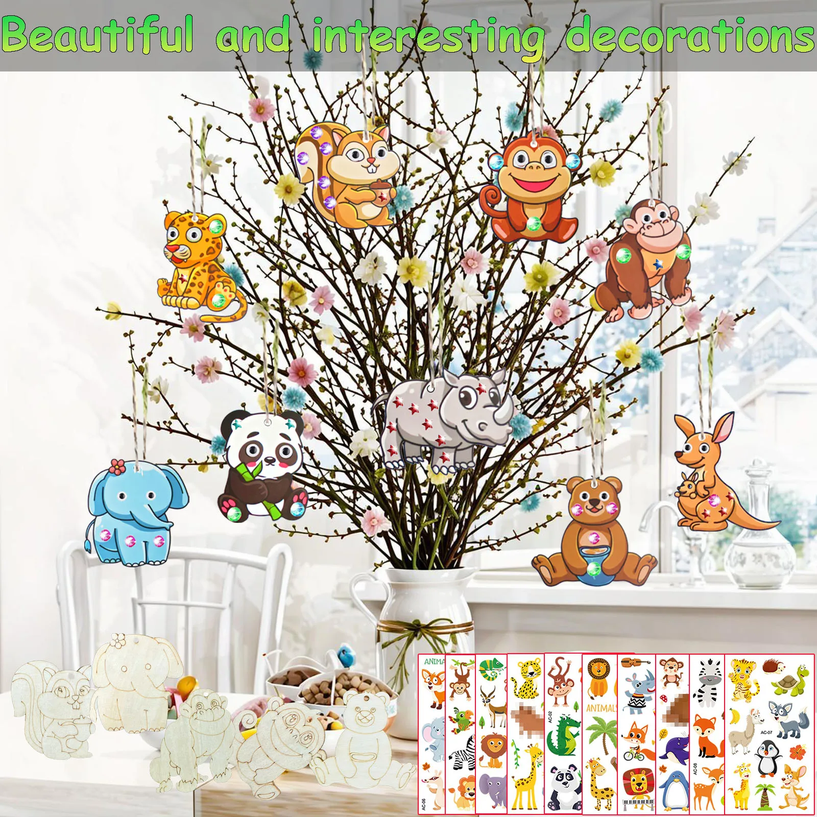 290 قطعة مجموعة النجارة على شكل حيوانات الغابات، مجموعة الحرف الخشبية، DIY علوم الحيوانات، الحرف اليدوية، مجموعة مواد النجارة لجميع المواسم