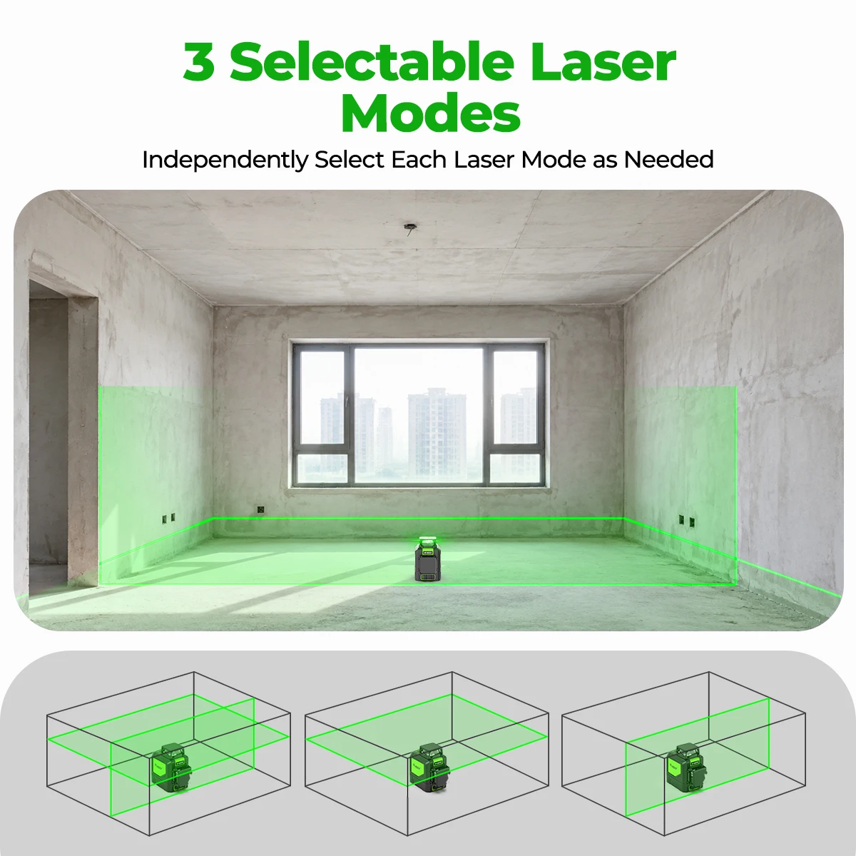 Huepar 8 Lines Laser Level 360° Cross Line Self-leveling Horizontal & Vertical Line Laser Tool With Laser Receiver and Tripod