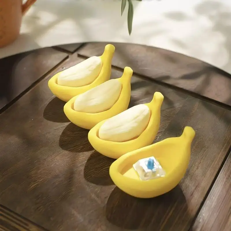 1 Stück 3D-Druck Bananen-Fidget-Schlüsselanhänger Mechanischer Schalter Klicker Fidget-Spielzeug Tragbarer Stressabbau-Quetschschlüsselring Neuartiges Geschenk – Detail 3