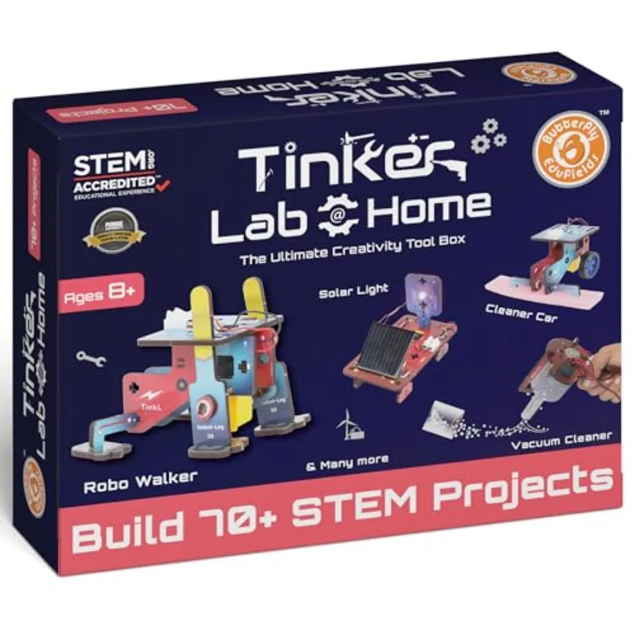 

STEM projects kit for kids age 12-14, plastic and metal components, blue and gray, 70+ jumbo experiments with electronics circu