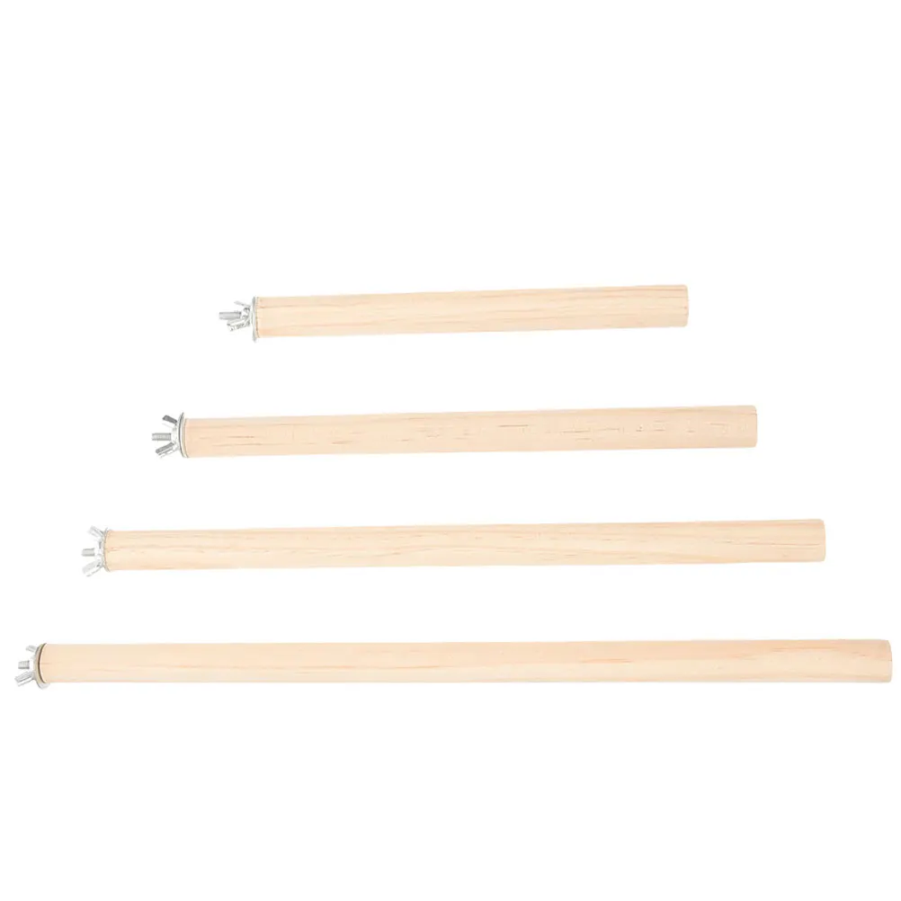 

4Pcs Parrot Perch Stand Wood Bird Perch Pole Non-Slip Surface Cage Bar for Medium Large Birds Comfortable Design