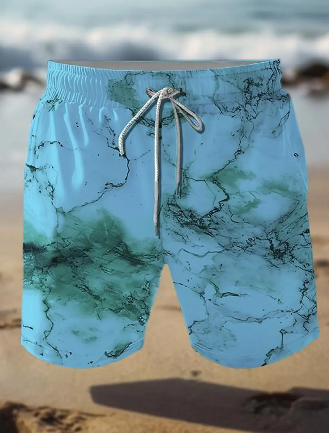 Crack Marbling Men's Resort 3D Printed Board Shorts Swim Trunks Elastic Waist Drawstring Aloha Hawaiian Style Beach Harajuku