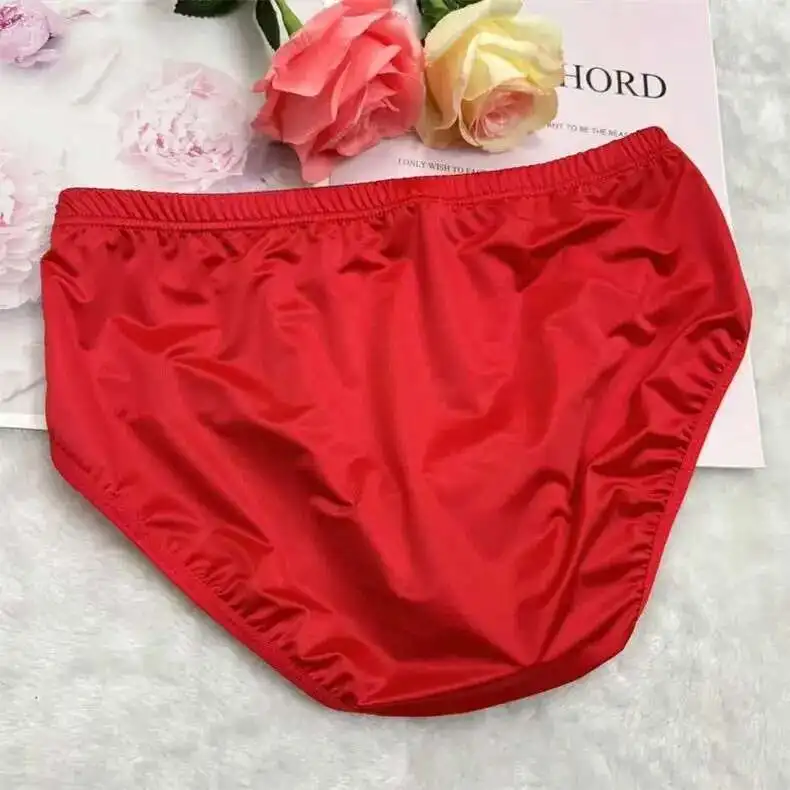 Glossy Ref Ice Silk Satin Lingerie Panties Plus Size Underwear Men Sexy Briefs