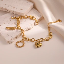 Light Luxury 316L Stainless Steel Jewelry Love Heart Charm Bracelets For Women Party Jewelry Accessories