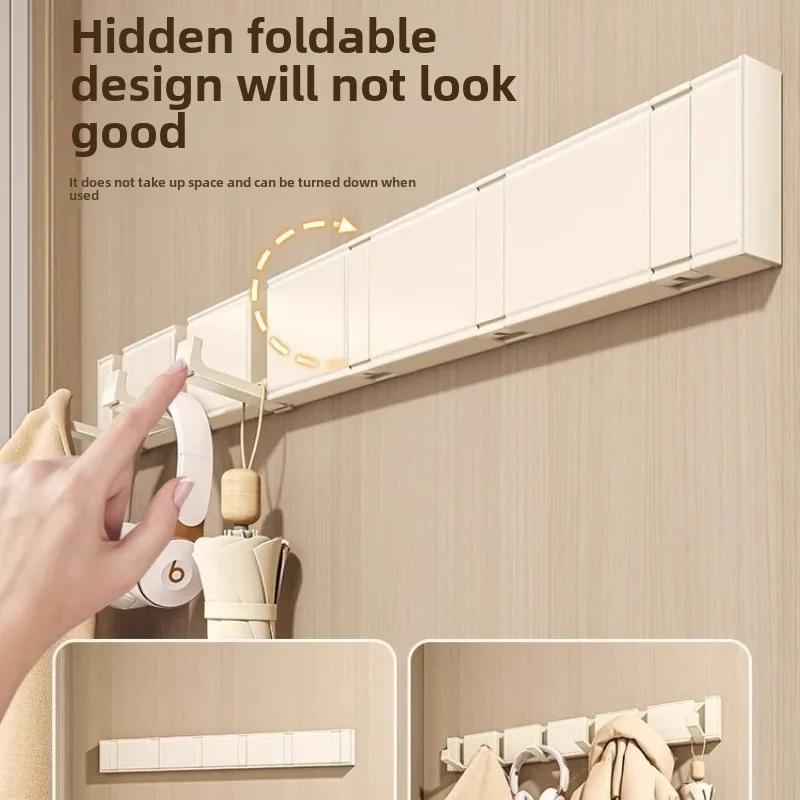 Milk white invisible hook perforation-free bathroom door back wall entry porch wall folding hanger