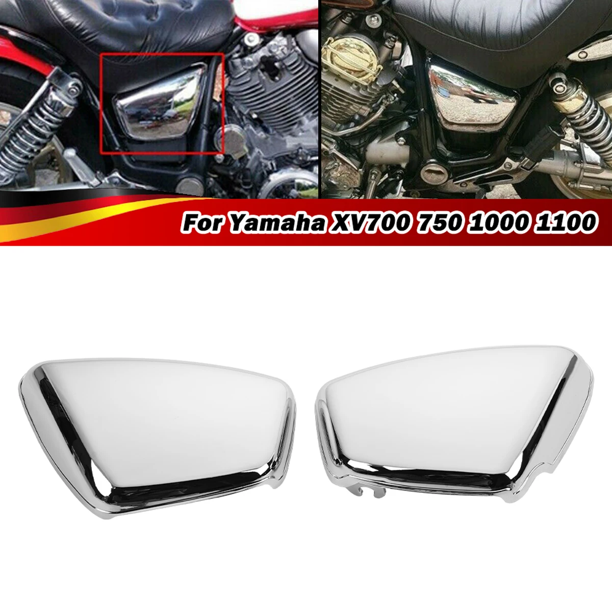 

For Yamaha 700 750 1000 1100 Virago 1984-up Motorcycle Battery Fairing Side Cover Trim Protection Guard Left Right Black Silver