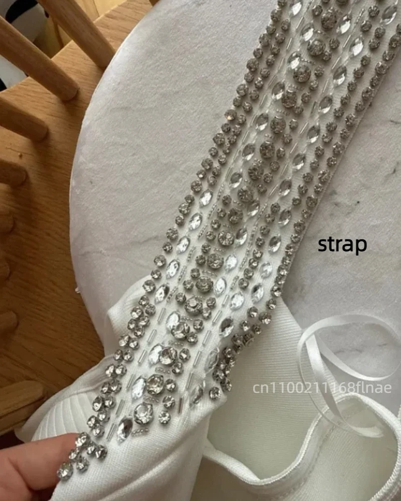 2025 المرأة السوداء مثير قبالة الكتف التسلق كريستال Bodycon ضمادة فستان طويل قفازات أناقة احتفال فستان الحفلات المسائية #4