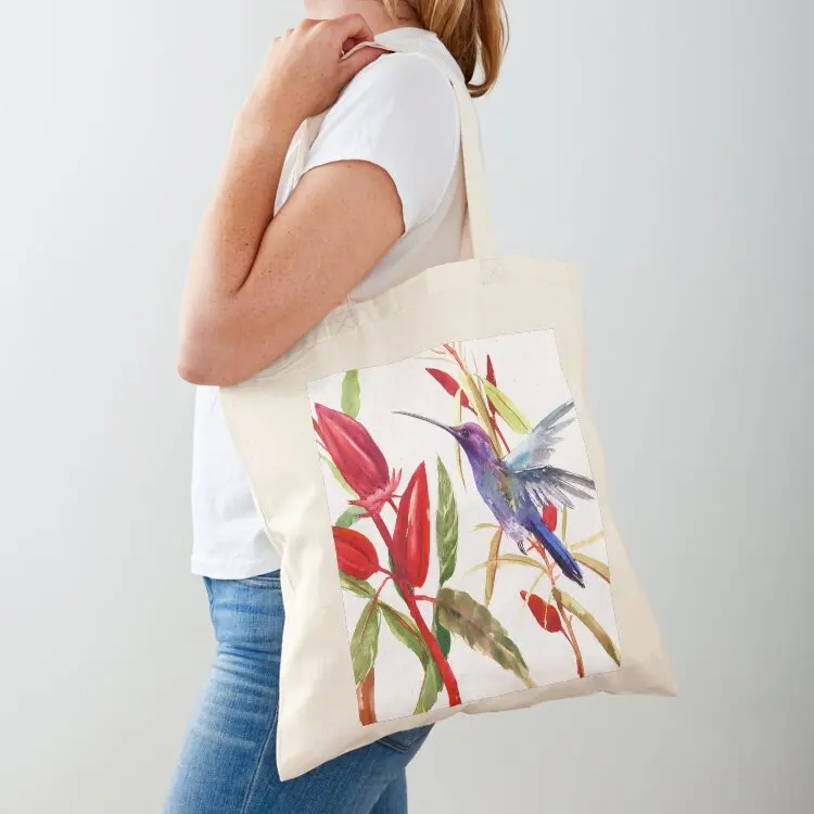 Tea Hibiscus and Hummingbird Tote Bag Women's shopping bag bag luxury women Shopper