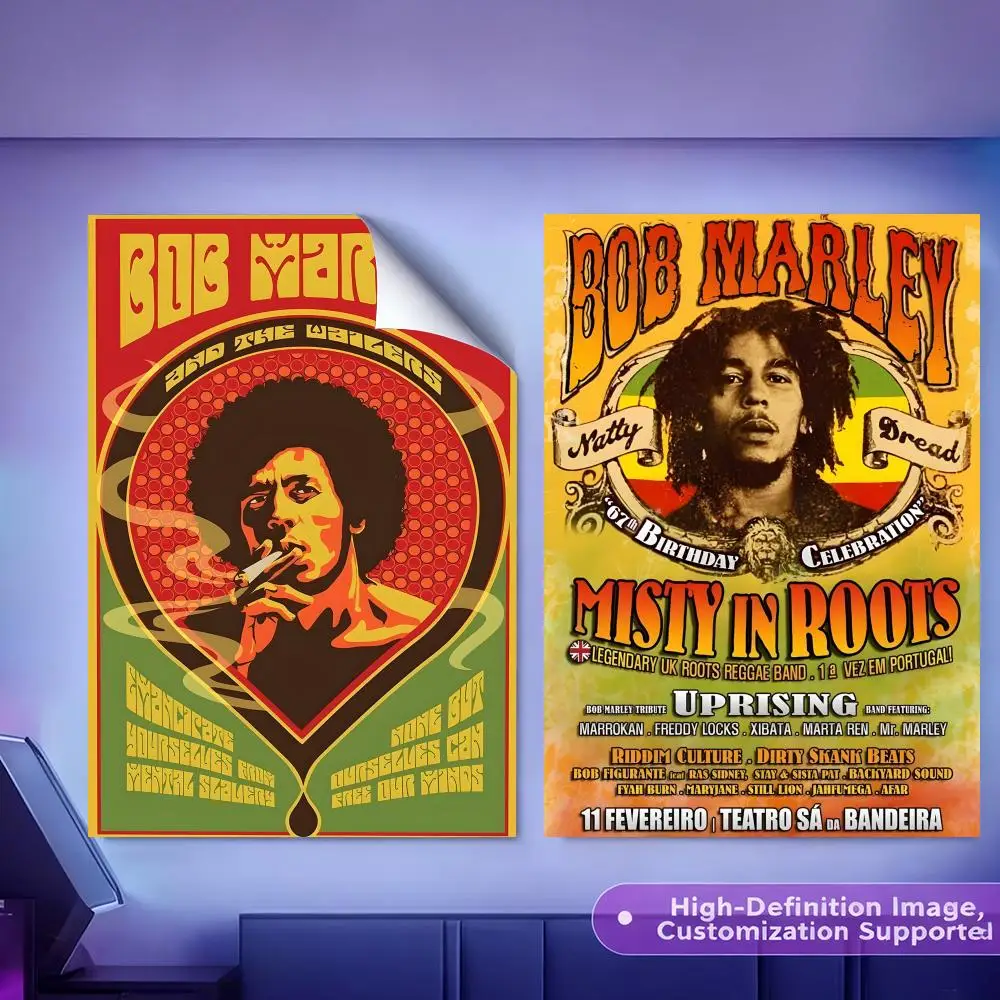 Reggae Singer B-Bob M-Marley Painting Calligraphy HD Canvas Poster Crease Free Waterproof All Space Wall Decor