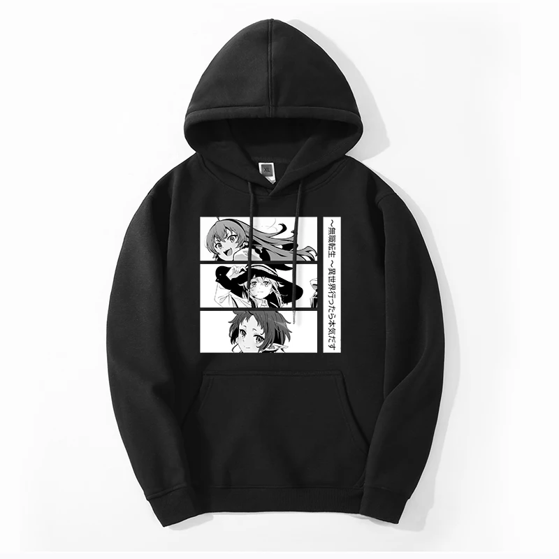 

Spring Male Fleece Print Jobless Reincarnation Japan Anime Hoodie Sweatshirts Simple Big Size Sweatshirts Warm Streetwear