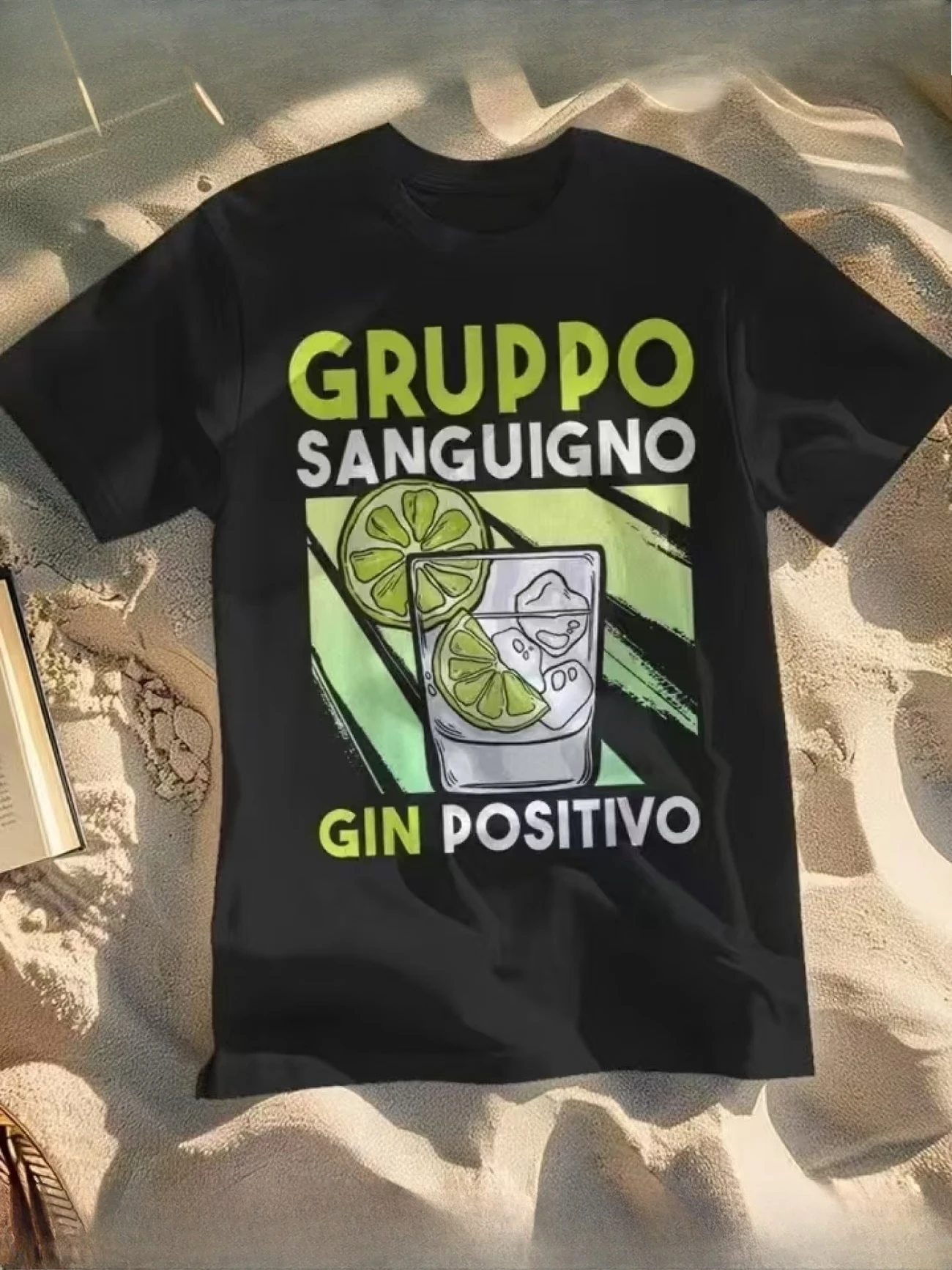 Camiseta Vintage de Verano para Hombre y Mujer, Estilo Urbano, Casual, Moderna, Oversize, Harajuku, Cuello Redondo, Hip Hop, GRUPPO SANGUIGNO GIN POSITIVO