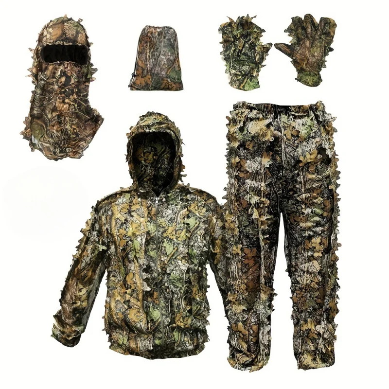

3D Camouflage Bionic Leaf Ghillie Suit – Maple Leaf Design for Birdwatching, Photography & Hunting