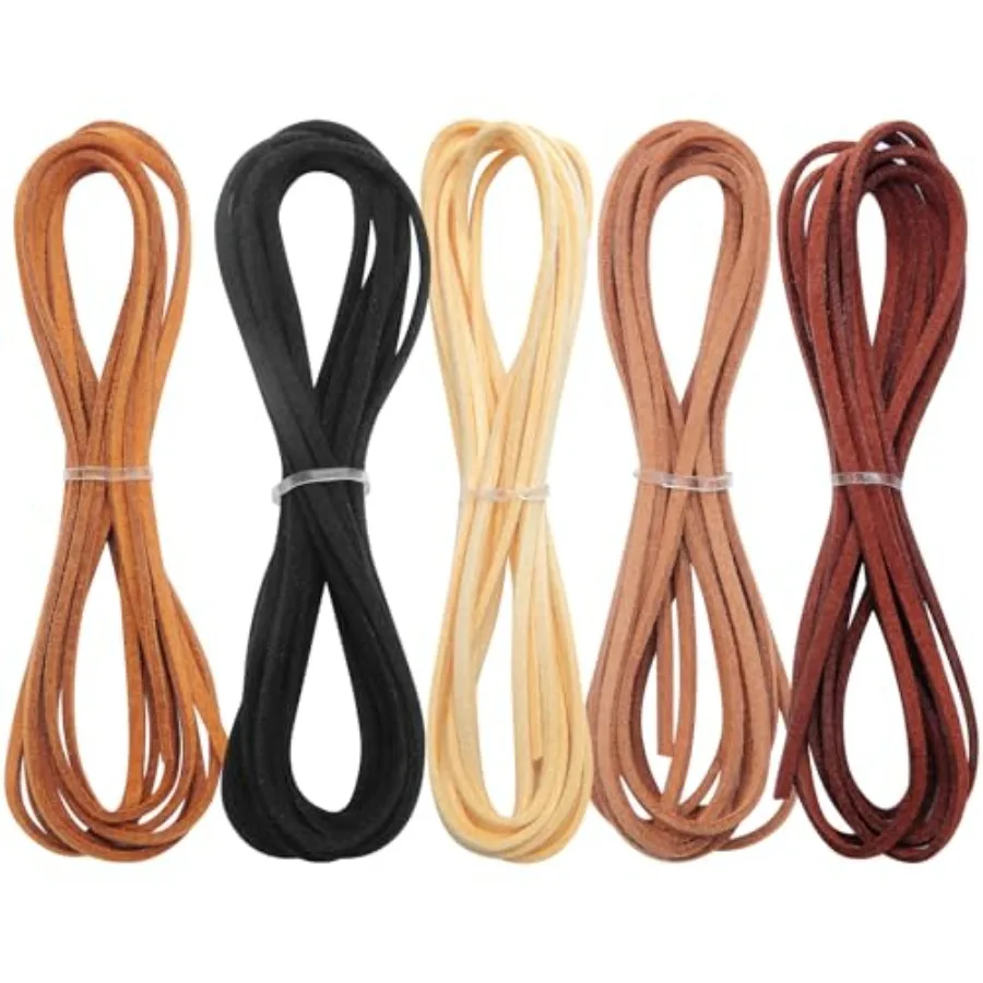 5 Pcs Leather String Suede Cord, Faux Suede Ribbon, Bracelet String, Soft Durable Leather Twine for Jewelry Making Bracelets Ne