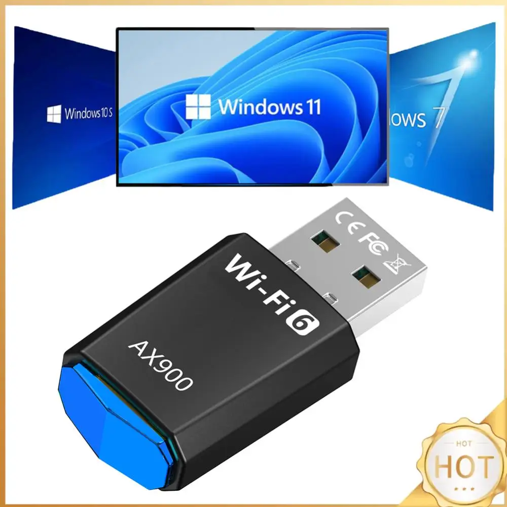 

Беспроводная сетевая карта AX900 без драйверов, двухдиапазонный USB-адаптер Wi-Fi 6, приемник Wi-Fi 900 Мбит/с, 2,4G и 5 ГГц для ноутбуков с Windows 7, 10, 11