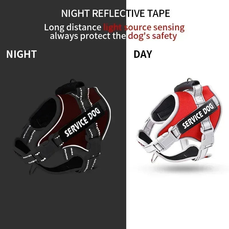 Arnés para perros de servicio con placa de identificación personalizada, arnés ajustable, chaleco y correa para perros grandes, accesorios de entrenamiento para exteriores._voghion.com