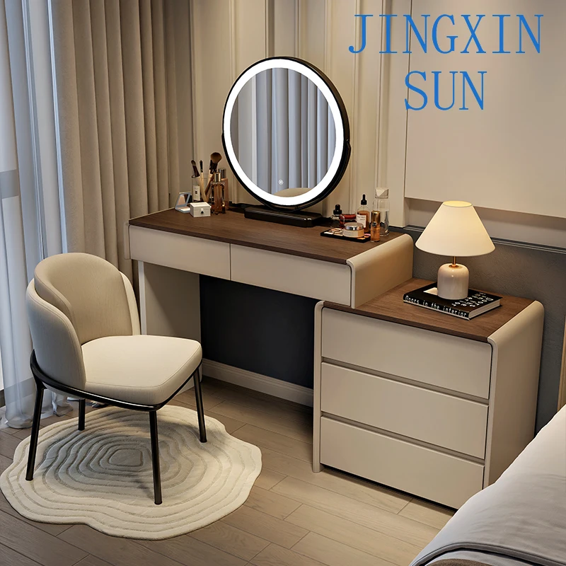 Nordic Light Luxury Solid Wood Makeup Table Storage Cabinet Vanity Dressing Table Dresser Makeup Vanities Set Bedroom Furniture