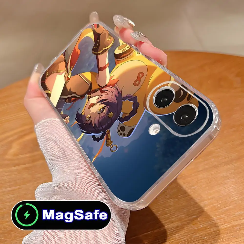 

Чехол для телефона Game GI Xiangling Clear TPU Magsafe для iPhone 17 16 15 14 13 12 11 Air Pro Max Plus Mini, цветной