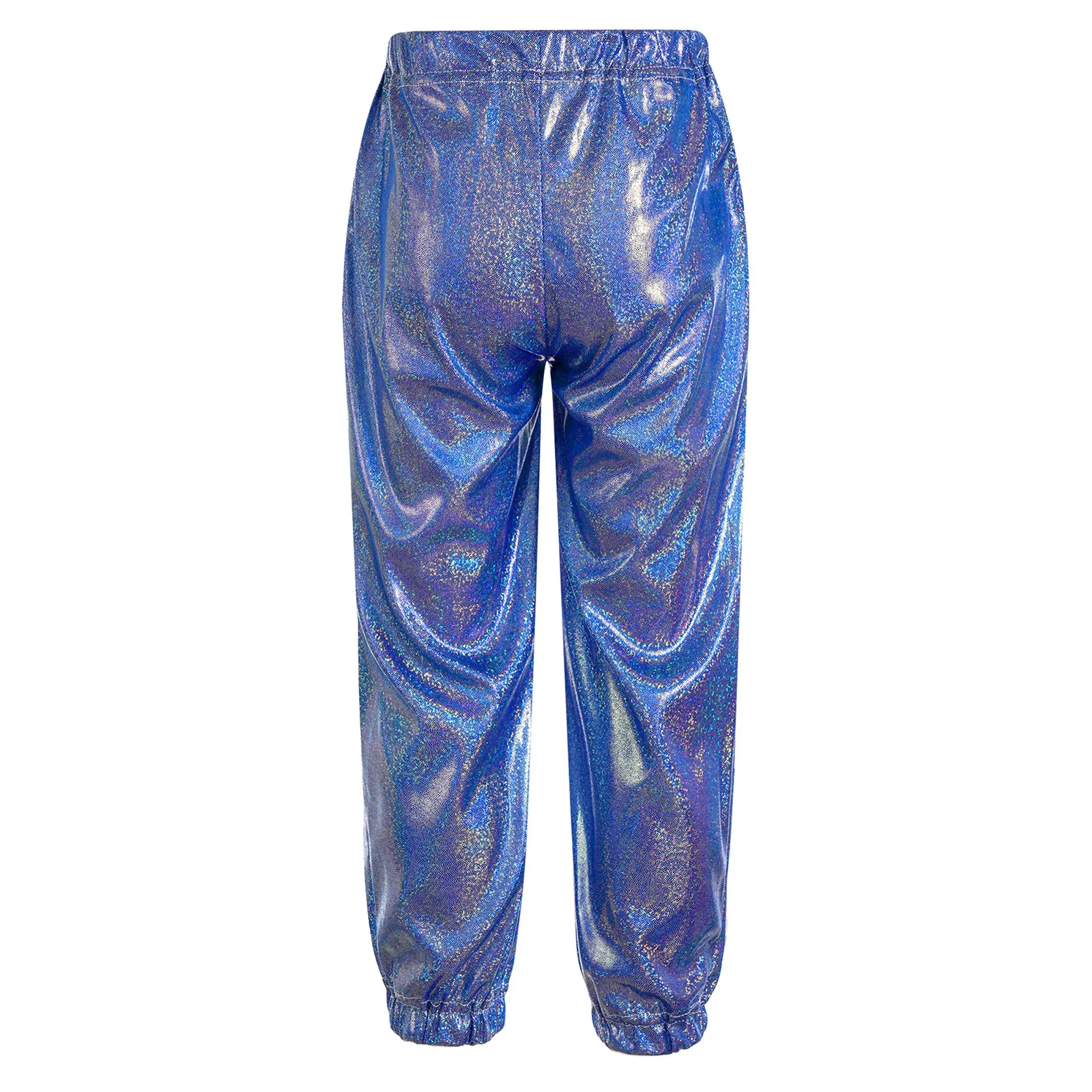 Kids Girls Boys Glittery Metallic Pants Shiny Elastic Waistband Trousers Children Dancewear Jazz Dance Stage Performance Costume