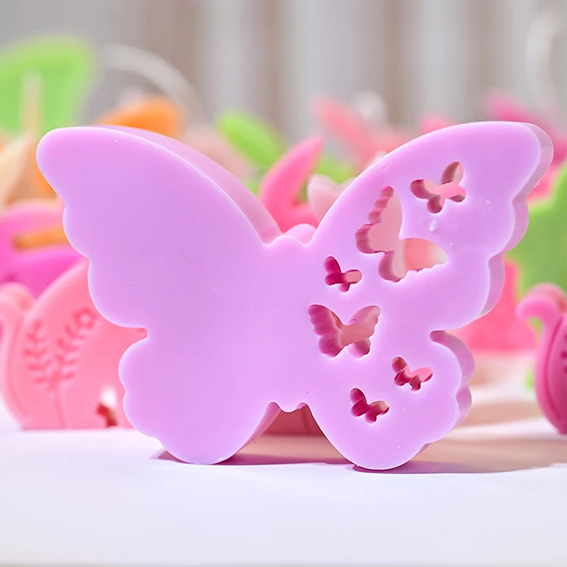 1/7 Uds molde de silicona de conejo de Pascua flor hueca impresa gato conejito vela molde de silicona resina moldes de yeso manualidades Diy decoración del hogar
