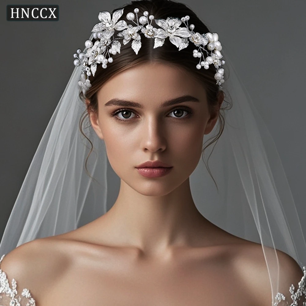 HNCCX Trendy Alloy Flower Hair Band Bride Pearl Hair Accessories Wedding Headband Women Party Prom Histyle Headwear CP749