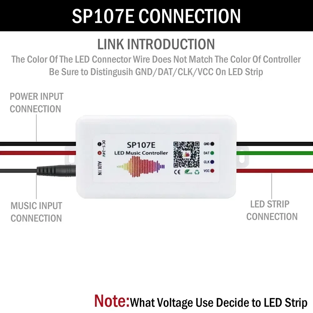 WS2812B WS2811 pikseli kontroler taśm LED Wifi/Bluetooth/kontroler muzyki SP108E SP511E SP801E SP110E SP105E SP107E DC5-24V