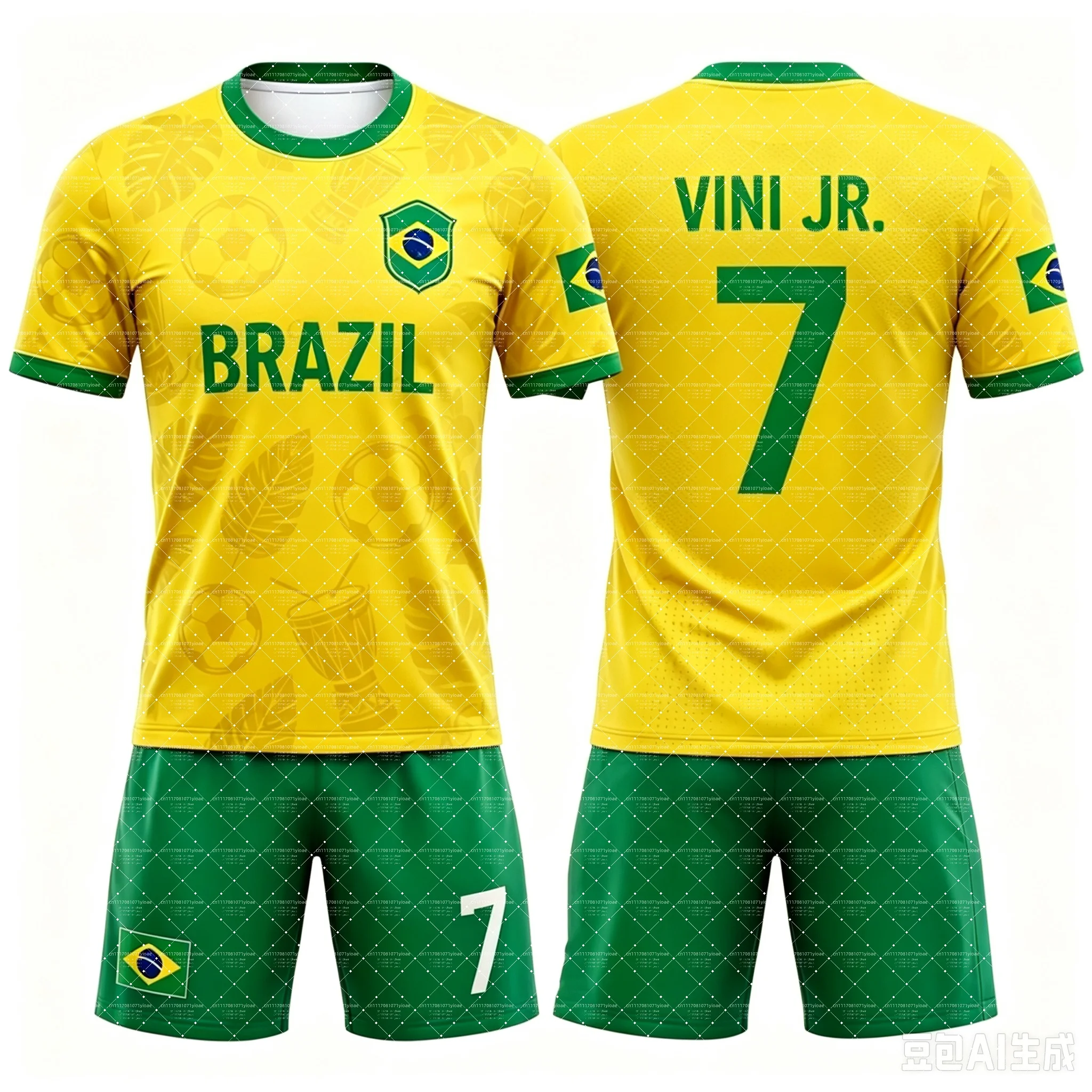 2026 Special Neymar 10 & VINI JR Football Jersey Tee & Shorts Set, Single Top Available, Brazil Fans 2‑Piece Set Summer for Kids