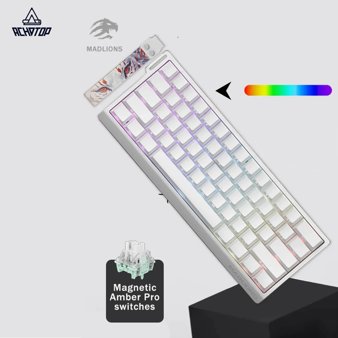 لوحة مفاتيح مغناطيسية للألعاب من سلسلة MADLIONS MAD 68 He Mad60 he RGB محرك مفاتيح سلكي 8K RT لوحة مفاتيح ميكانيكية قابلة للتبديل السريع