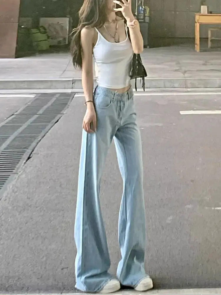 

Черные джинсы, женская одежда, джинсовая одежда с вышивкой Y2K, Harajuku, готическая мода, корейский винтажный расклешенный низ, высокая талия, повседневный свободный