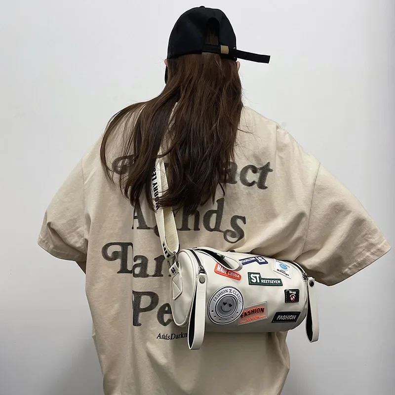 Women Bag Crossbody Personality Cylinder Bag Street Shoulder Bag Sports Student New Fashion Shoulder Messenger Niche Designer