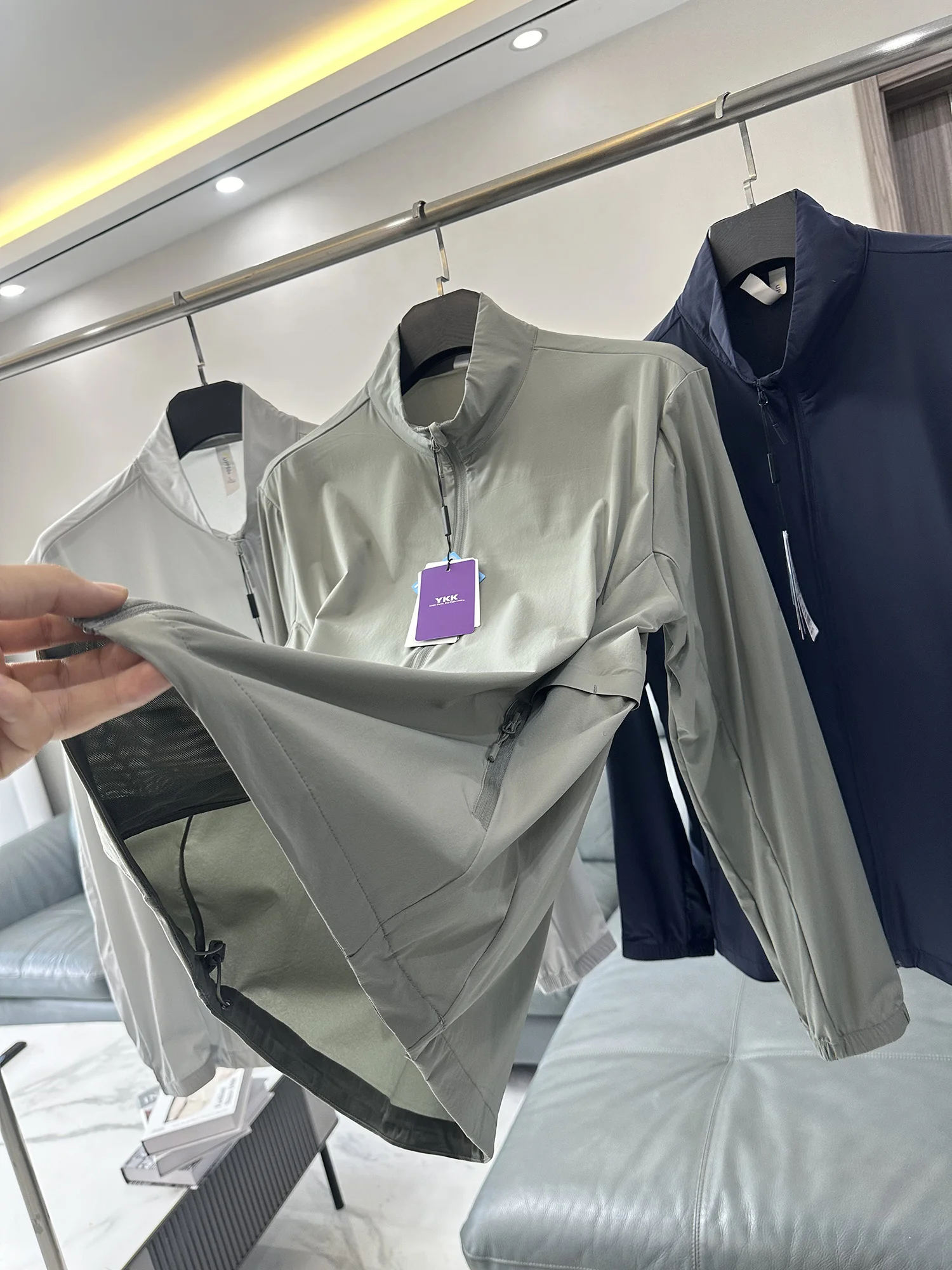 

Ice Sensation Technology Fabric UPF50 Outdoor Sports Casual Stand Collar Men's Summer Clothing Daily Leisure Skin Clothes