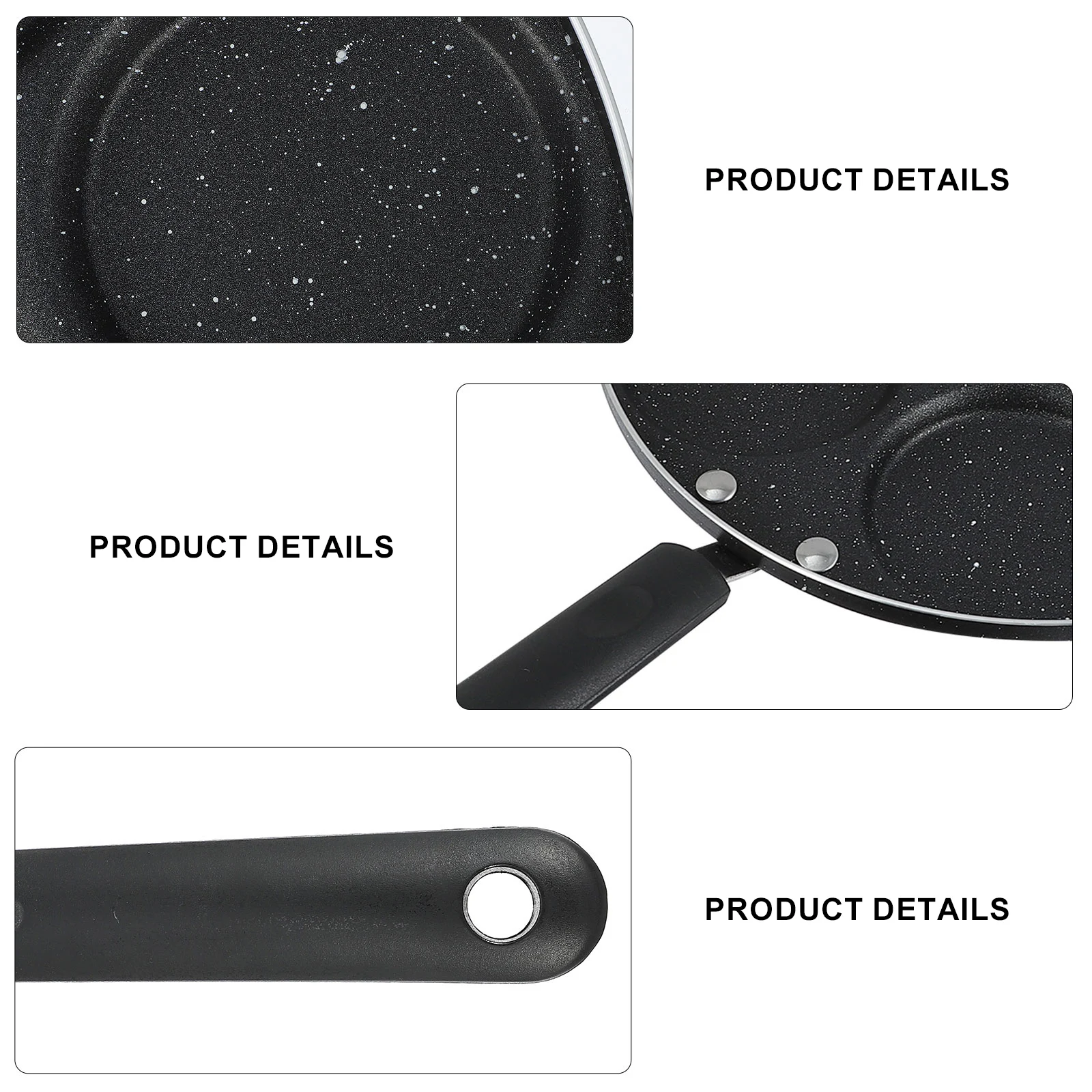

1pc 6-Grid Aluminium Egg Frying Pan Non-Stick Breakfast Skillet Multi Cooking Poached Eggs Black Color Kitchen Tools