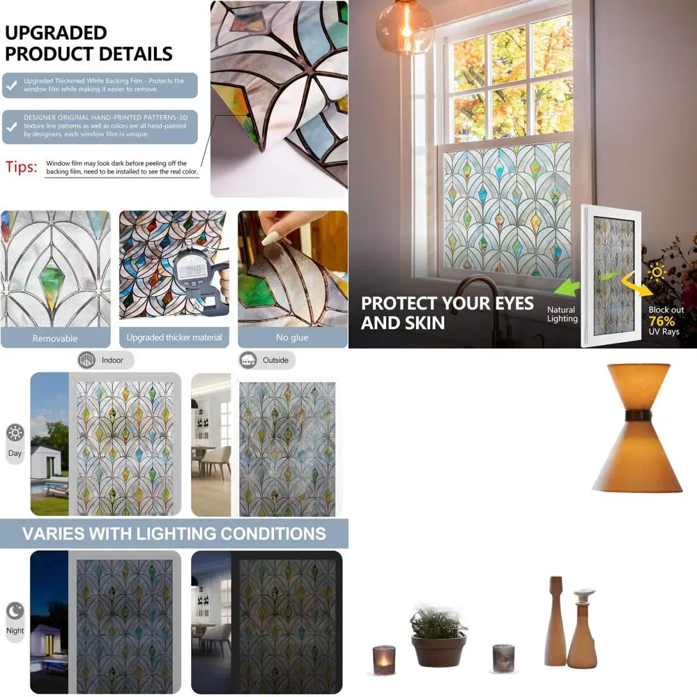 Película Decorativa para Ventanas de Vidrio con Efecto 3D de Malaquita para Privacidad y Control de Calor, 35.4 x 78.7