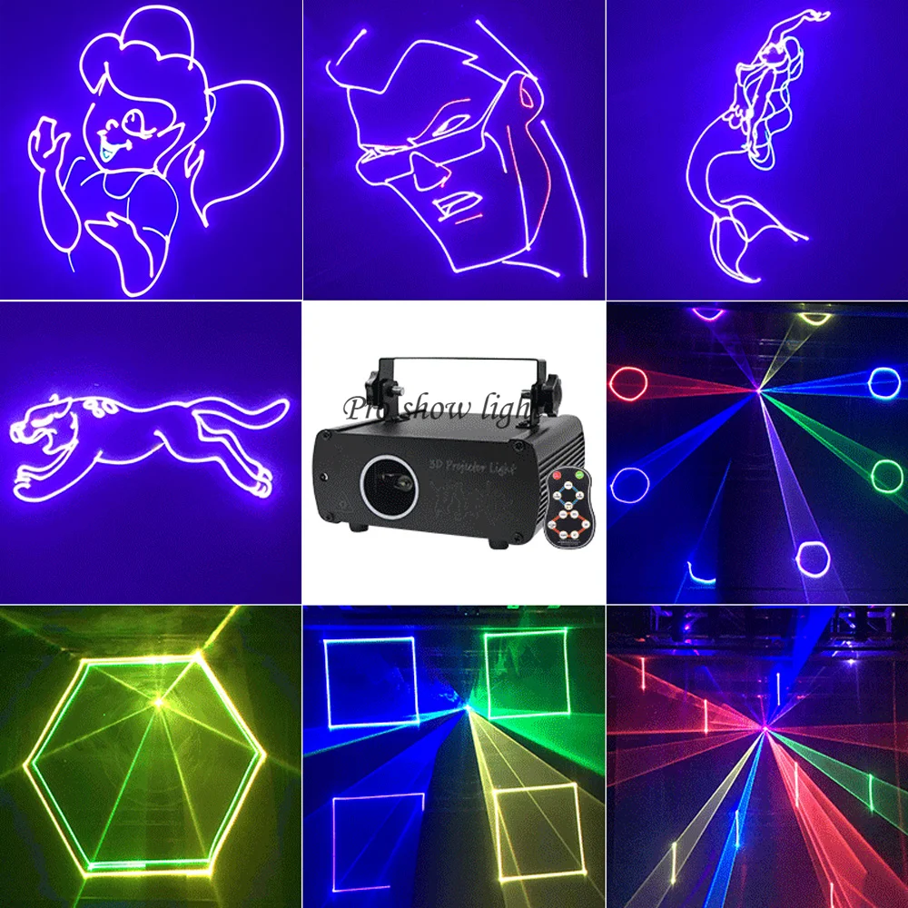 Imagem -02 - Animação 3d Laser Light Projector dj Party Lights 300mw Rgb Dmx Controle Remoto Cartão sd Luz Lazer para Bar Disco Show