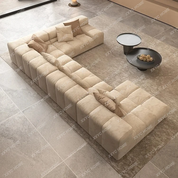 TTItalian Designer Combination Sofa Minimalist Module Concubine Corner Tofu Block Living Room Large Flat Fabric Sofa