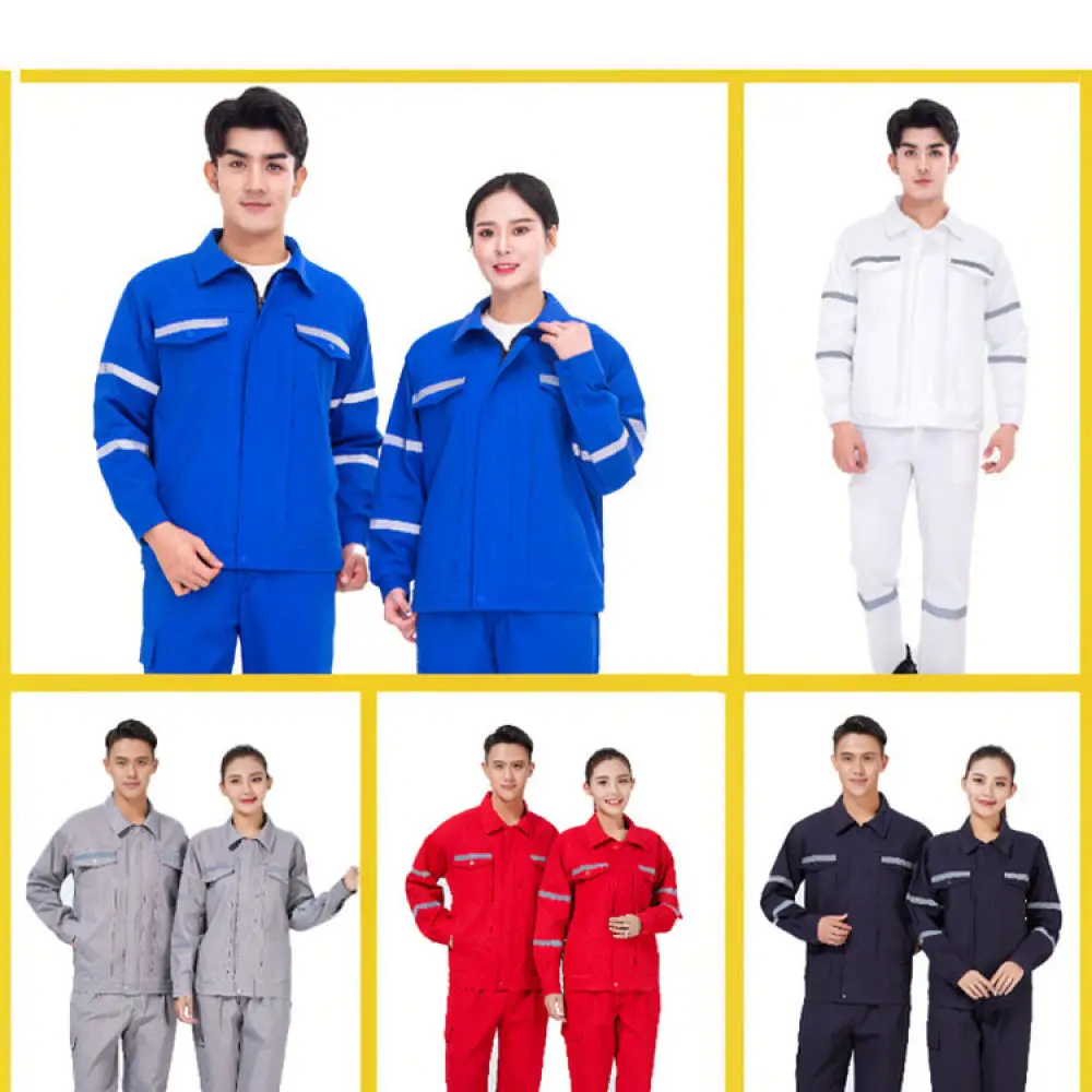 Reflective Safety Work Uniform Cotton Protective Apparel Breathable Durable Suit For Construction Site Welding Tasks