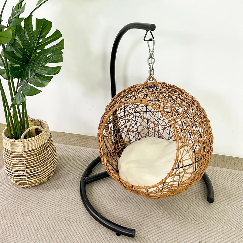 YXT Pet supplies cat hanging basket semi-closed rattan four seasons universal removable and washable cat bed villa view 5