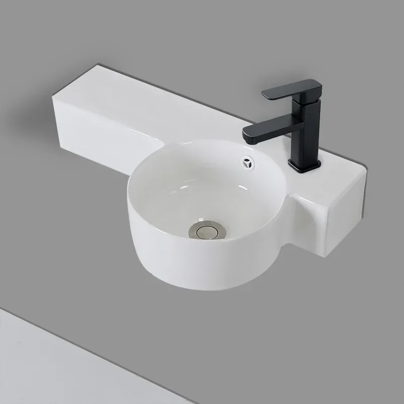 New Chinese simple small apartment wall-mounted washbasin bathroom balcony ceramic washbasin narrow side washstand